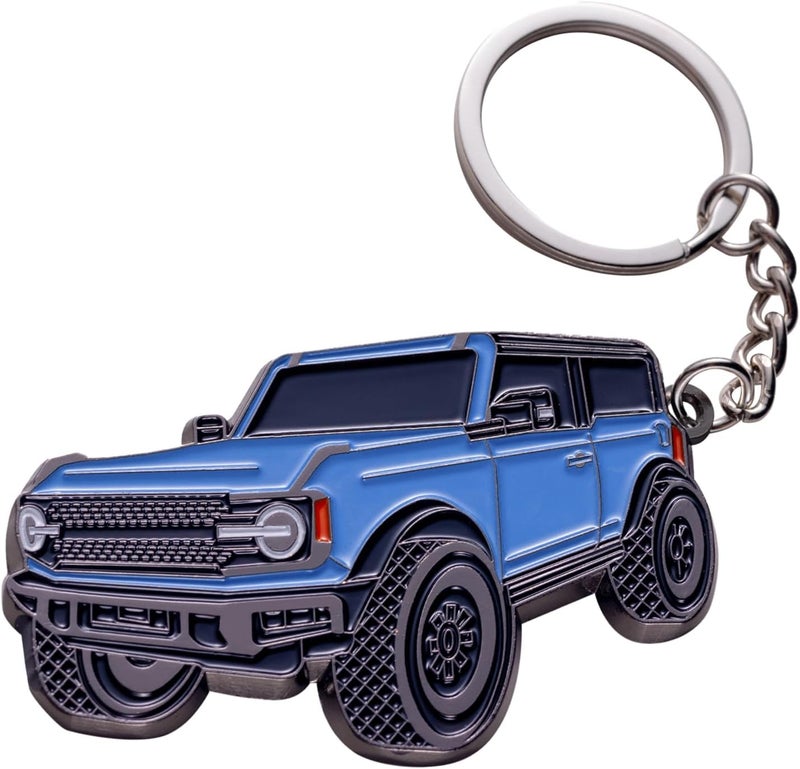 SINLAKUA for Bronco Keychain 4 door key chain Fob Cover Cool Mods Key Chain Sport Accessories compatible with Ford Bronco 2021 2022 2023(Velocity Blue) - Image 1